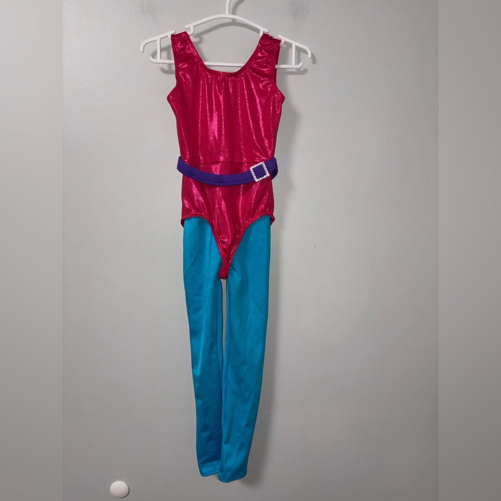 Weissman Workout Barbie Costume Dance Play XSC 80s Inspired Pink Blue Leotard